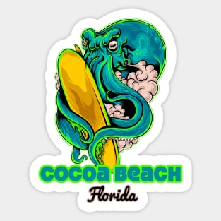 Cocoa Beach Florida octopus surf Sticker